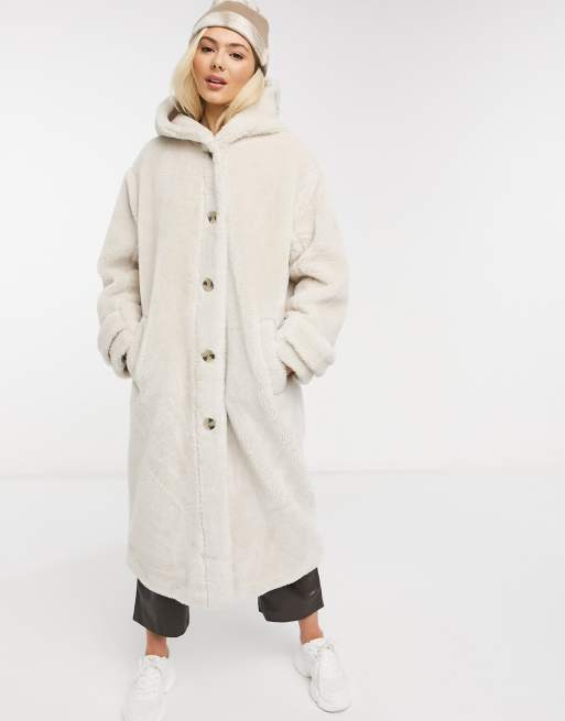 Hooded borg maxi coat new arrivals