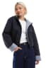 ジャケット Cropped Hooded Knitted Jacket ASOS DESIGN hooded cropped jacket with gingham lining in