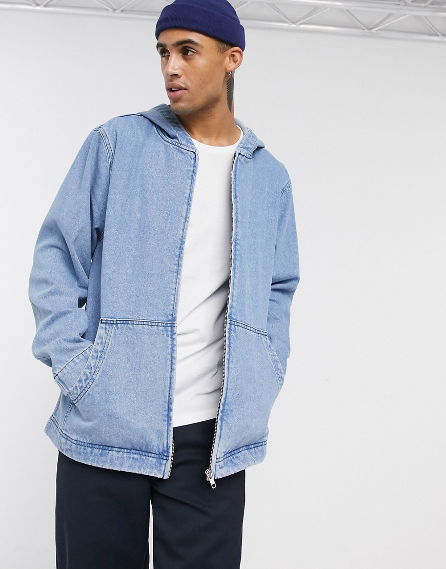 ASOS DESIGN hooded denim jacket in light wash blue