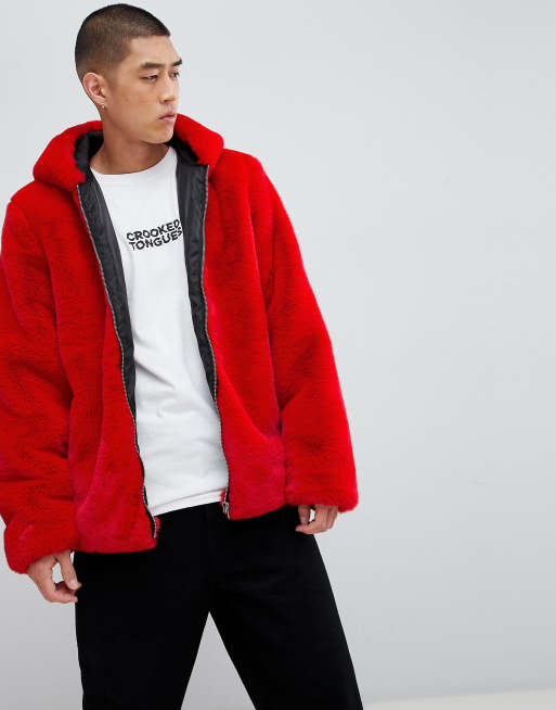 Asos red hot sale fur coat