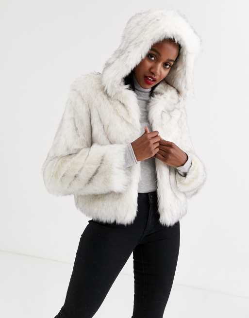 Fake fur 2025 hooded coat