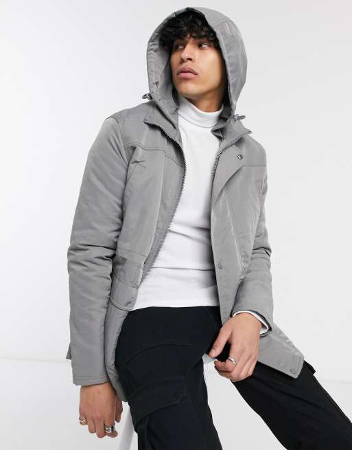 Grey hooded jacket sale