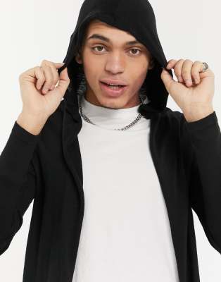 mens longline cardigan with hood