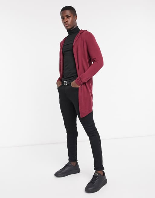 Burgundy open outlet front cardigan