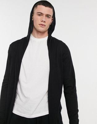 ASOS DESIGN hooded open front cardigan with curved hem