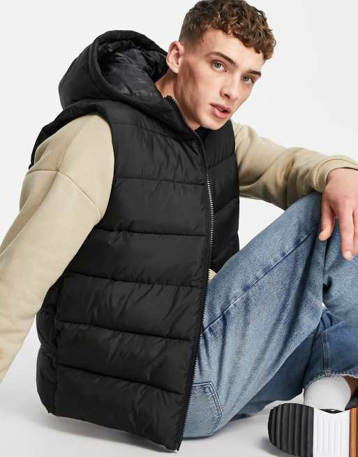 Black hooded puffer online gilet