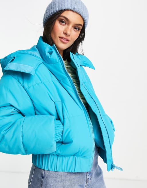 ASOS DESIGN hooded puffer jacket in bright blue - MBLUE | ASOS