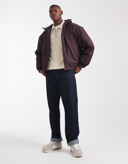 ASOS DESIGN hooded puffer jacket in burgundy, 2 of 5