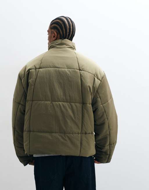 ASOS DESIGN hooded puffer jacket in khaki, 4 of 5
