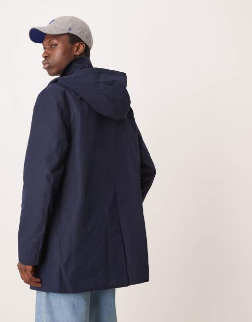 ASOS DESIGN hooded short trench coat in navy ASOS