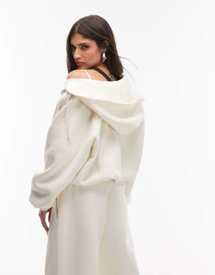 Asos Design Hooded Zip Up In White