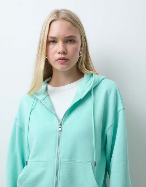 ASOS DESIGN hoodie co-ord met ritssluiting aan de voorkant in turquoise, 4 van 4