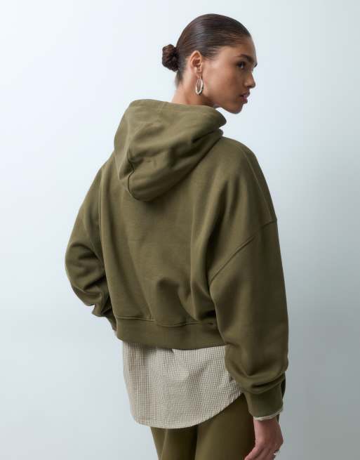 ASOS DESIGN hoodie coupe carrée en molleton gratté kaki, 4 de 4