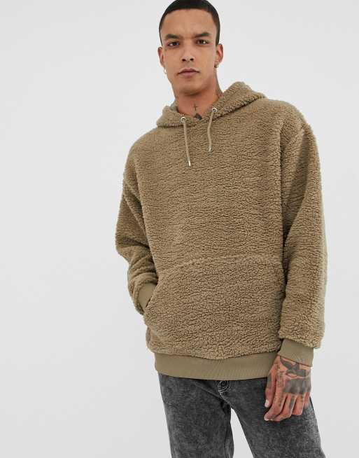 ASOS DESIGN - Hoodie duveteux oversize imitation peau de mouton - Beige |  ASOS