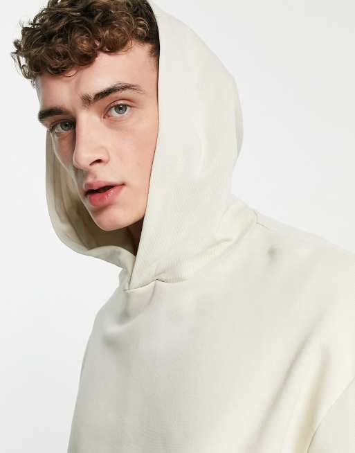 ASOS DESIGN hoodie in beige with cartoon picnic flocked back print, 2 of 4