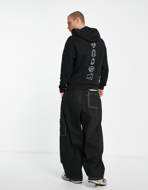 ASOS DESIGN hoodie in black with crystal front and back spine print | ASOS