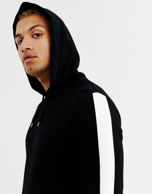 Black hoodie 2025 with white lines