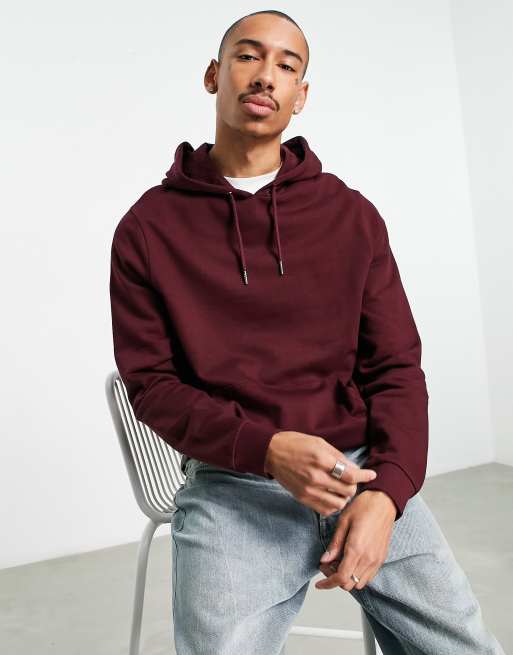 Burgundy hoodie mens sale