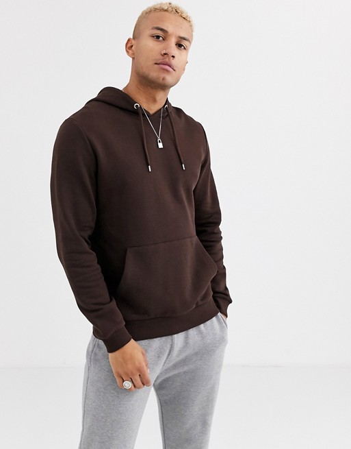 ASOS DESIGN hoodie in dark brown