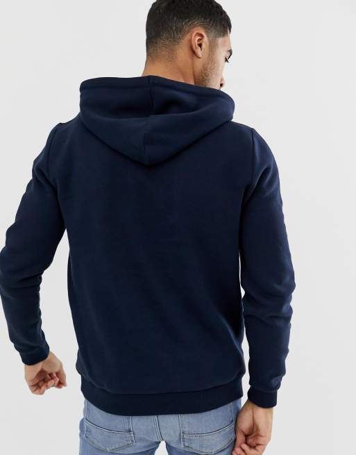 ASOS DESIGN zip up hoodie in navy