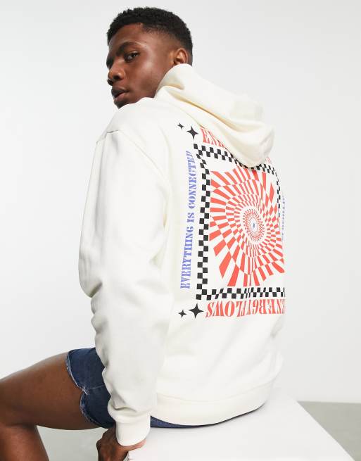 ASOS DESIGN hoodie in off white with abstract back print