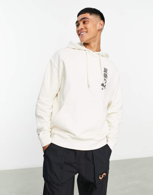 ASOS DESIGN hoodie in off white with photographic fruit back and chest print, 2 of 4