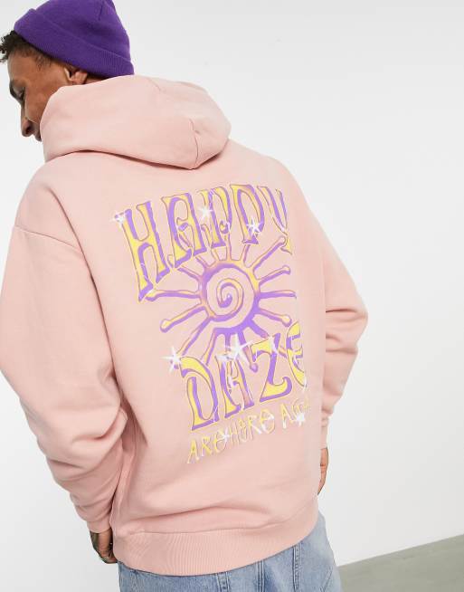 ASOS DESIGN hoodie in pink with mystic back print