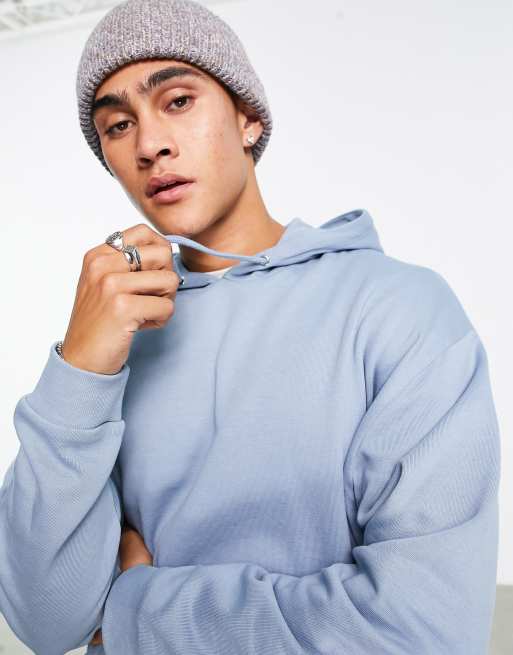 ASOS DESIGN hoodie in washed blue, 3 of 4