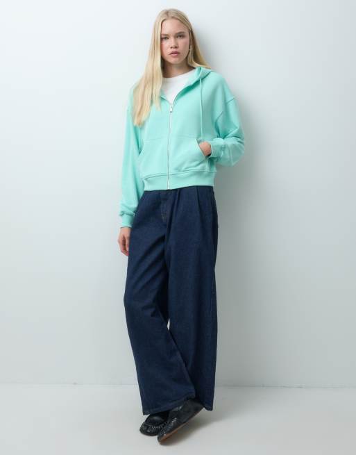 ASOS DESIGN Hoodie-Kombiteil mit Reißverschluss vorn in Türkis, 2 von 4