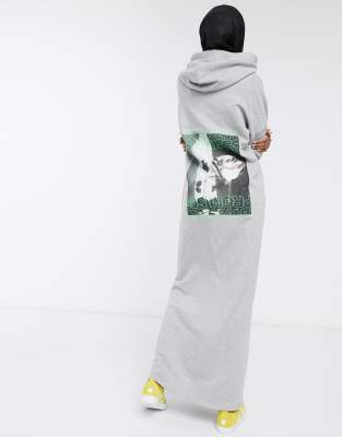 hooded sweatshirt maxi dress