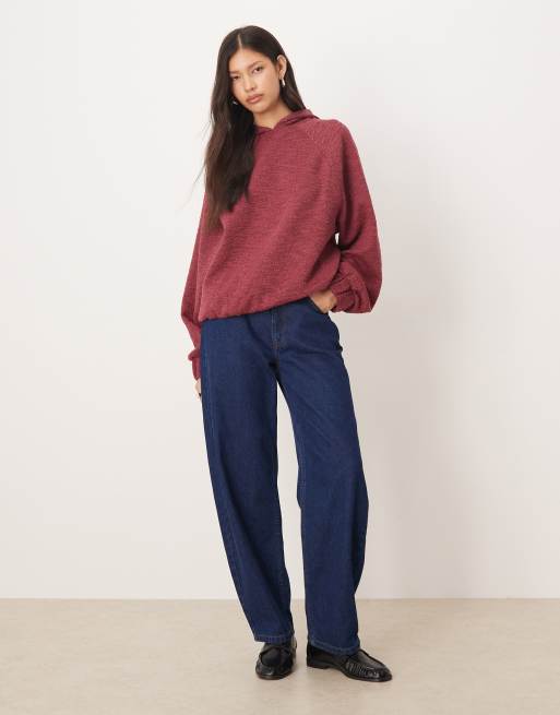 ASOS DESIGN - Hoodie met gestrikte zoom in gevlekt bordeauxrood, 2 van 4