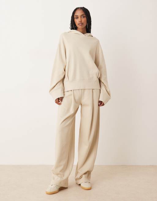 ASOS DESIGN - Hoodie met panelen met wafelstructuur in taupe, deel van co-ord set, 2 van 4