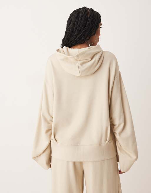 ASOS DESIGN - Hoodie met panelen met wafelstructuur in taupe, deel van co-ord set, 4 van 4