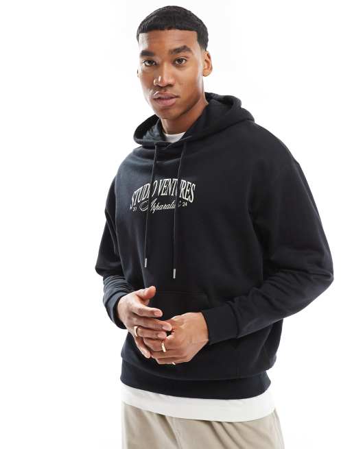 ASOS DESIGN - Hoodie met print op de achterkant in zwart, 3 van 4