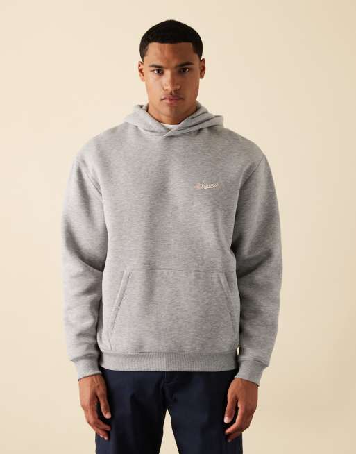 ASOS DESIGN - Hoodie met print op de borst en rug in gemêleerd grijs, 2 van 5