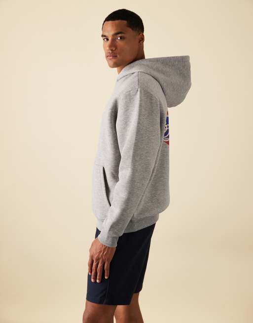 ASOS DESIGN - Hoodie met print op de borst en rug in gemêleerd grijs, 3 van 5