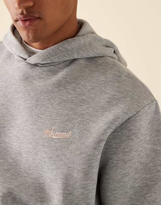 ASOS DESIGN - Hoodie met print op de borst en rug in gemêleerd grijs, 4 van 5