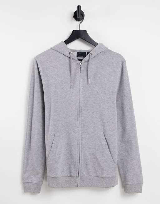 ASOS DESIGN - Hoodie met rits in gemêleerd grijs - GRIJS