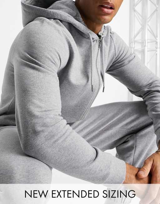 ASOS DESIGN - Hoodie met rits in gemêleerd grijs - GRIJS
