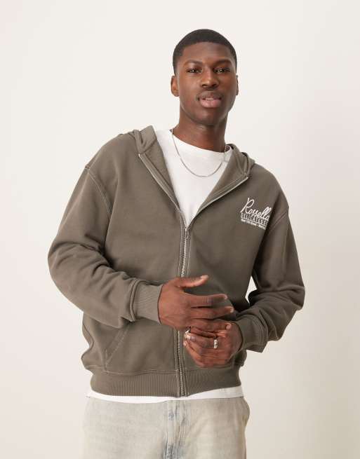 ASOS DESIGN - Hoodie met tekstprint op de achterkant in kaki