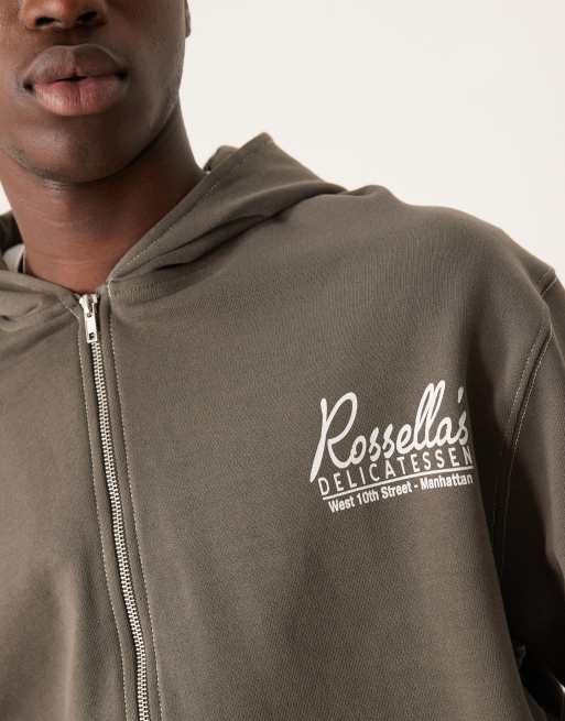 ASOS DESIGN - Hoodie met tekstprint op de achterkant in kaki