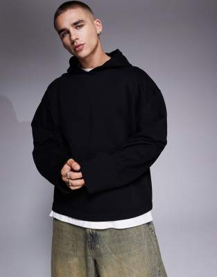 ASOS DESIGN - Hoodie met vaste zoom in zwart