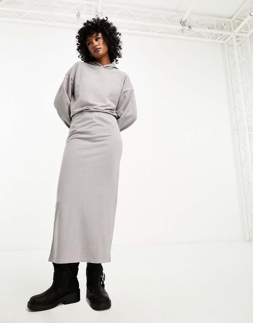 Asos Design Hoodie Midi Dress With Fitted Column Skirt-gray