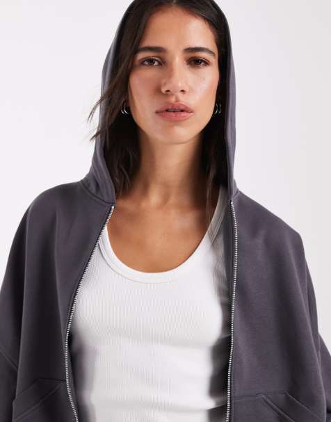 ASOS DESIGN Hoodie mit Reißverschluss in Dunkelgrau - view 1