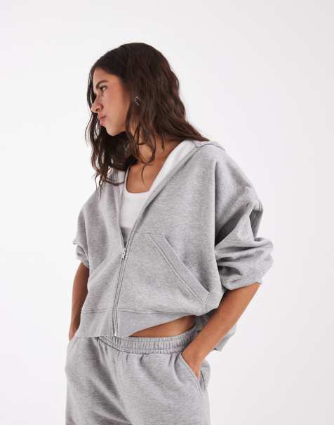 ASOS DESIGN Hoodie mit Reißverschluss in Grey Marl - view 1