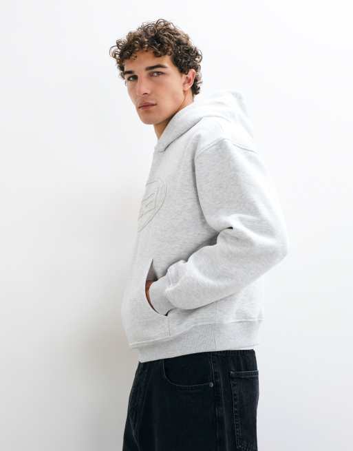 ASOS DESIGN hoodie oversize coupe carrée avec appliqué ton sur ton en gris clair, 4 de 9
