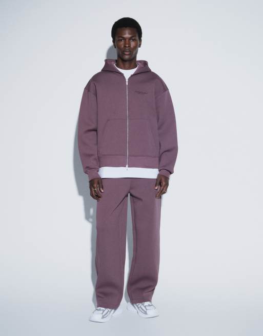 ASOS DESIGN hoodie oversize coupe carrée avec motif brodé en tissu type scuba violet, 6 de 6