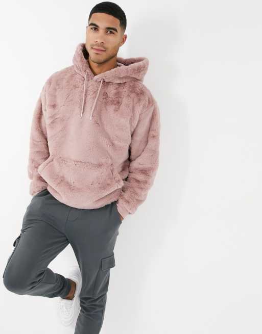 ASOS DESIGN - Hoodie oversize en fausse fourrure - Vieux rose | ASOS