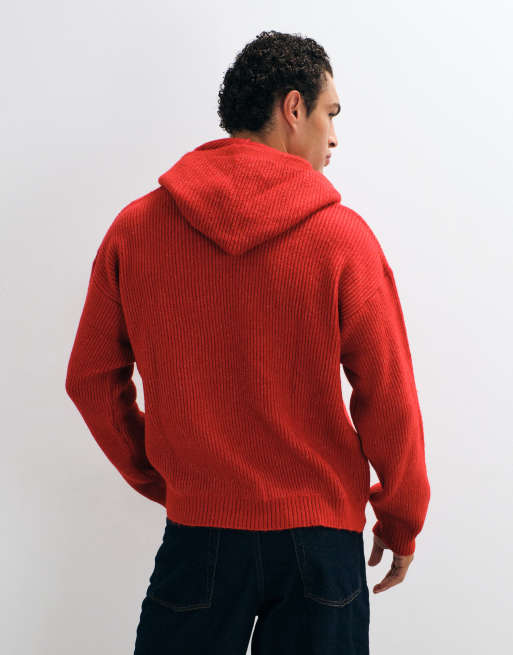 ASOS DESIGN hoodie oversize en maille rouge délavé, 4 de 5