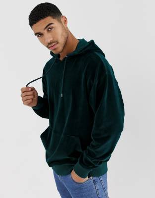 ASOS DESIGN - Hoodie oversize en velours - Vert